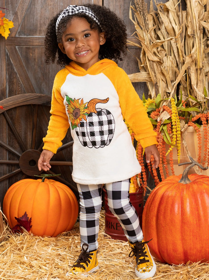 Girls Fall Sweaters | Fleece Pumpkin Raglan Hoodie | Girls Boutique