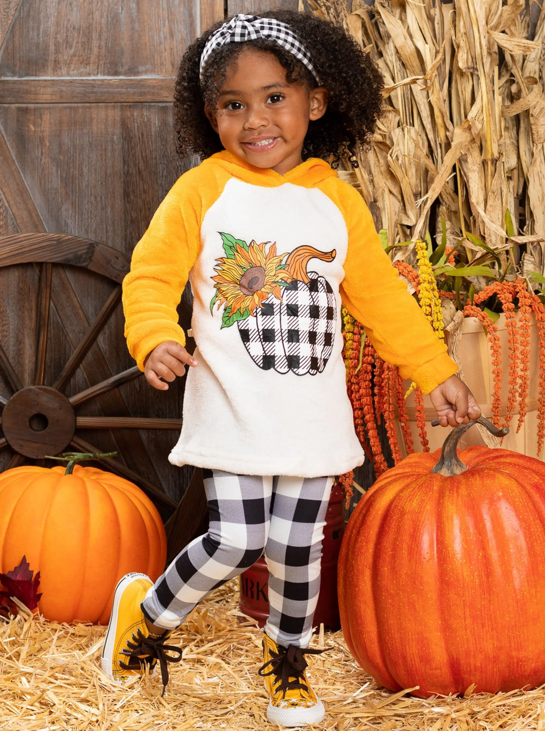 Girls Fall Sweaters | Fleece Pumpkin Raglan Hoodie | Girls Boutique