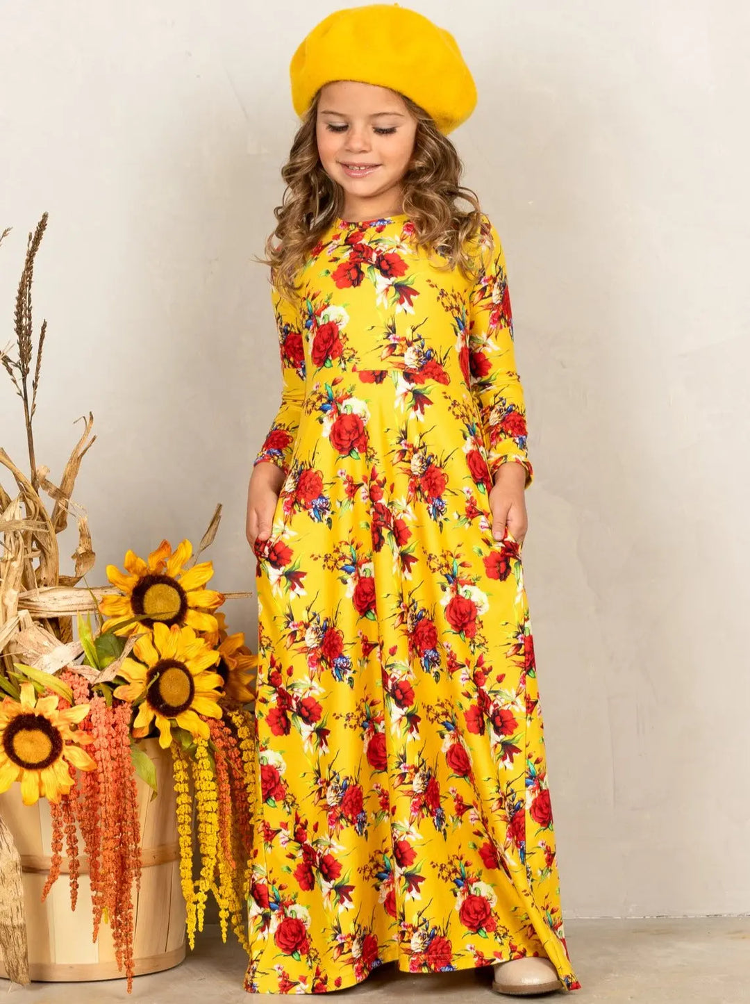 Fall Outfits | Fall Floral Long Sleeve Maxi Dress