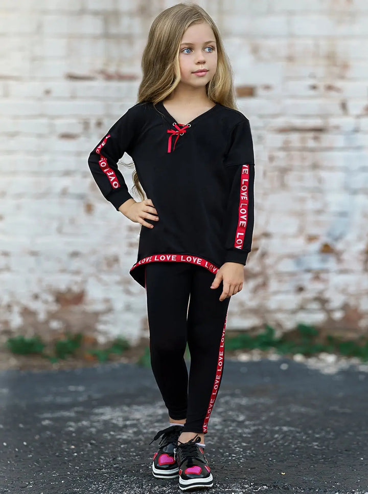 Cute Outfits For Girls | V-Neck Hi-Lo Jogger Set | Mia Belle Girls
