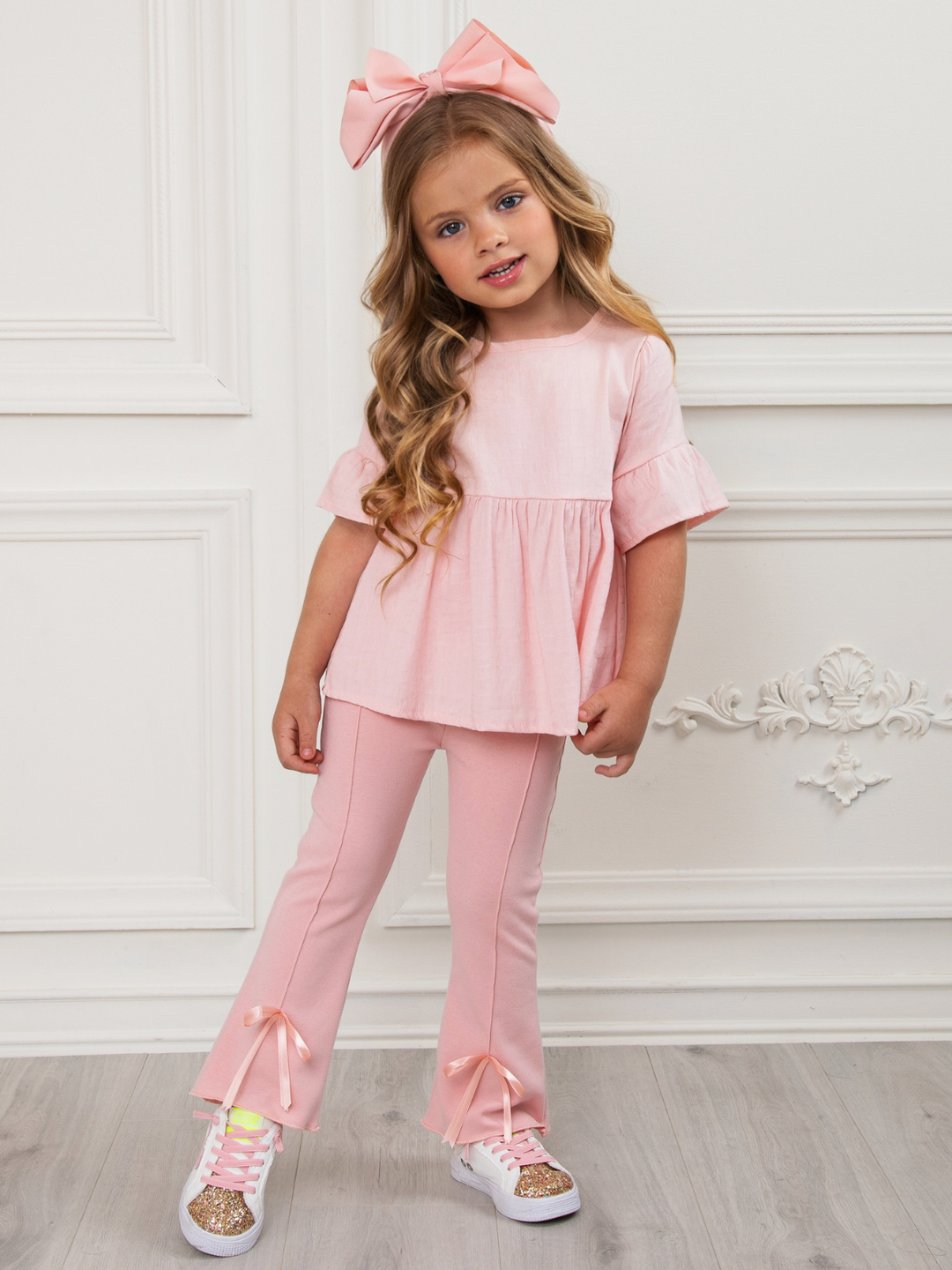 Everyday Pink Bow Hem Flare Pants
