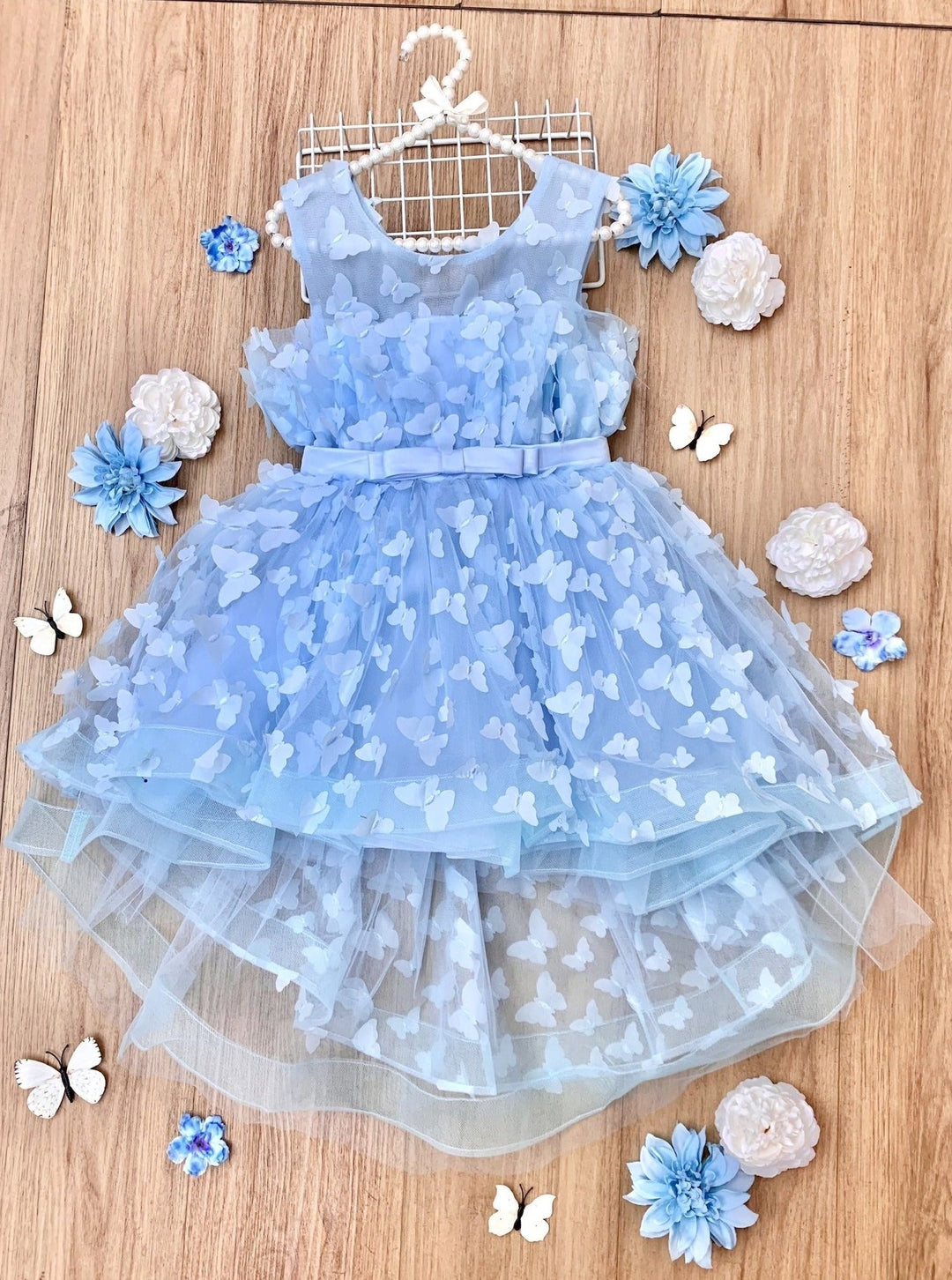 Mia Belle Girls Blue Butterfly Tulle Dress Mia Belle Girls Blue Butterfly Tulle Dress