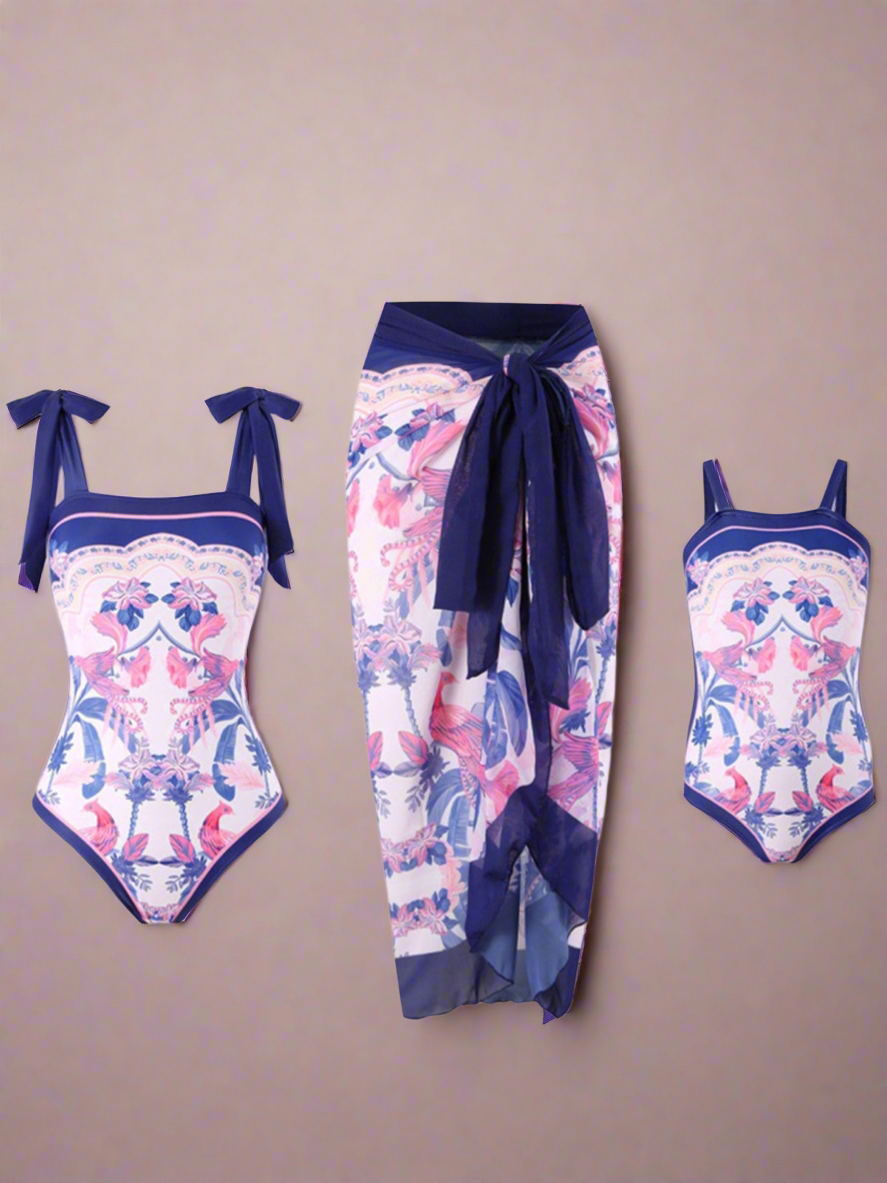 Mommy and Me Floral Print One-Piece Swimsuit