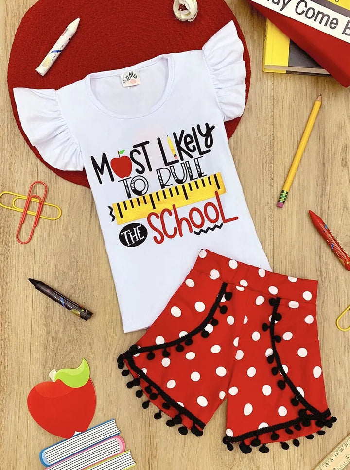 First Day of School | Rule the School Shorts Set | Mia Belle Girls