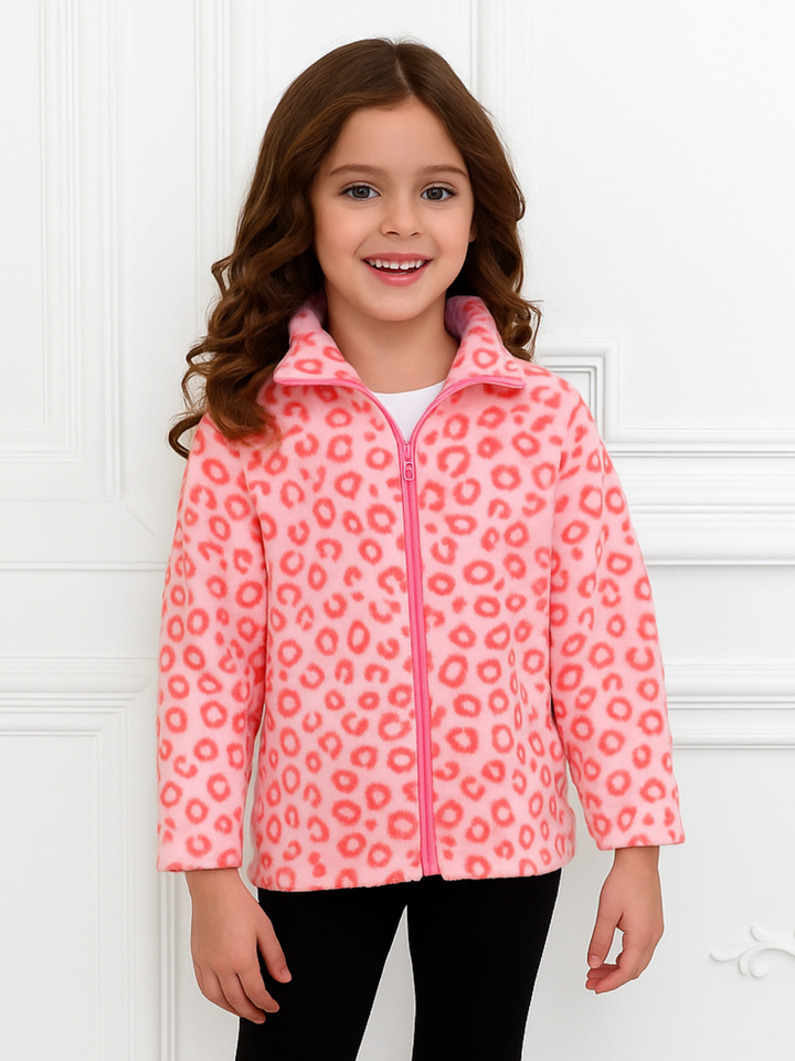 Leopard Print Cute & Warm Fleece Jacket Mia Belle Girls