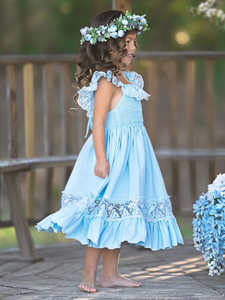 Baby Blue Spring Chic Lace Maxi Dress