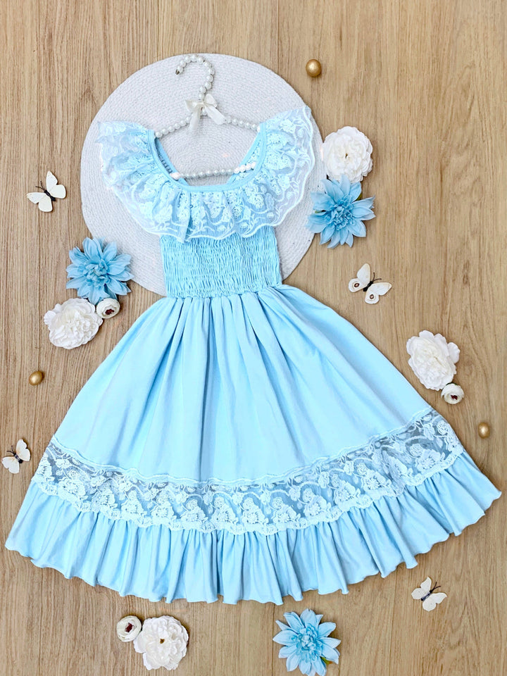 Baby Blue Spring Chic Lace Maxi Dress