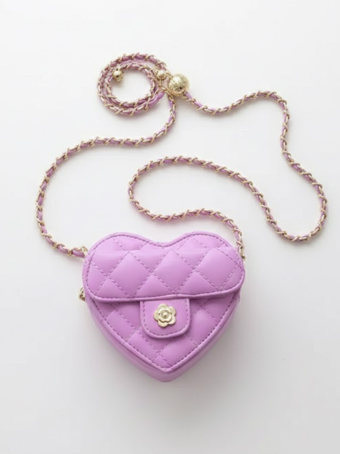 Purple Sweetheart Quilted Chain Crossbody Bag