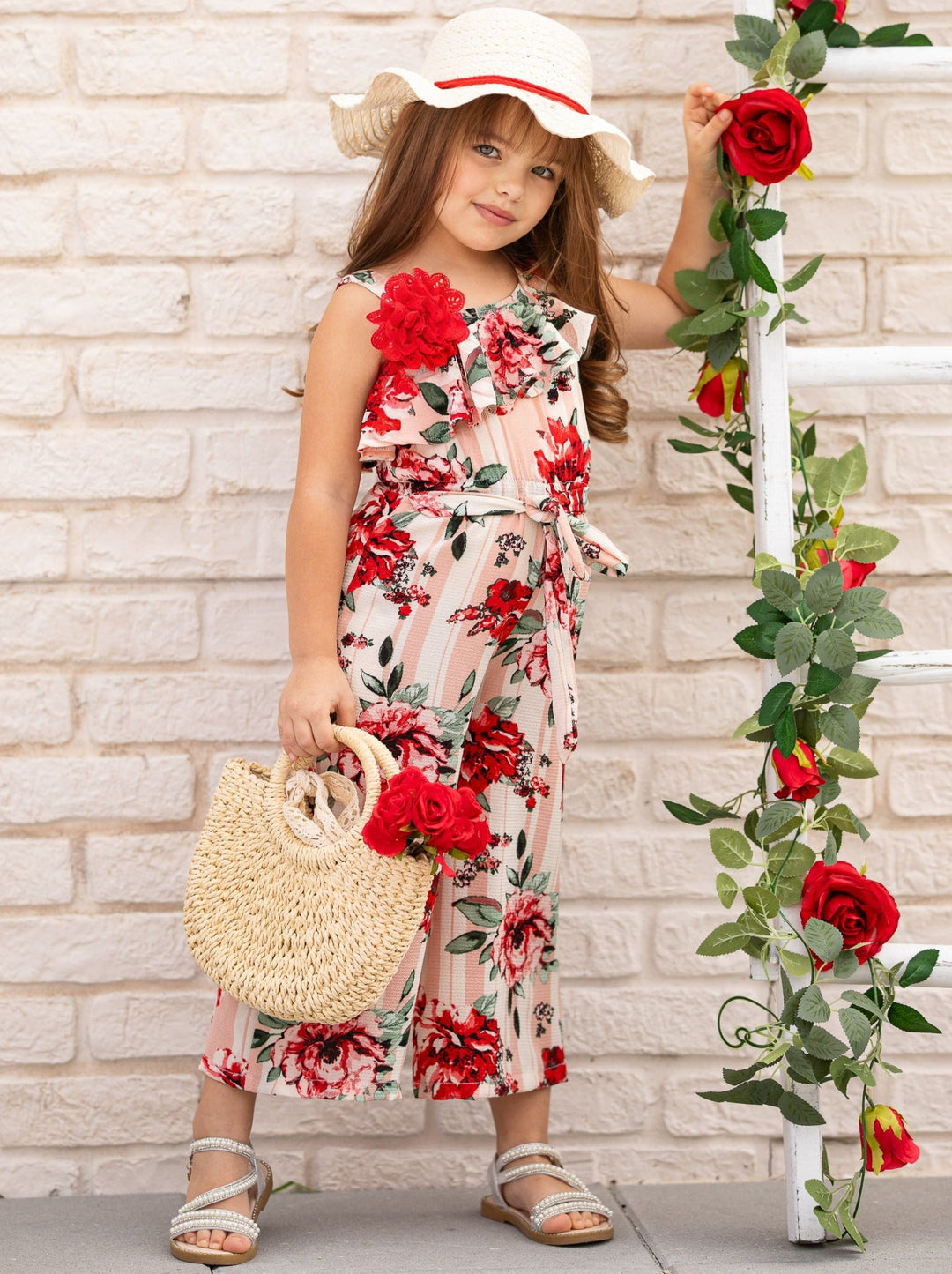 Flower Party One Shoulder Jumpsuit Mia Belle Girls