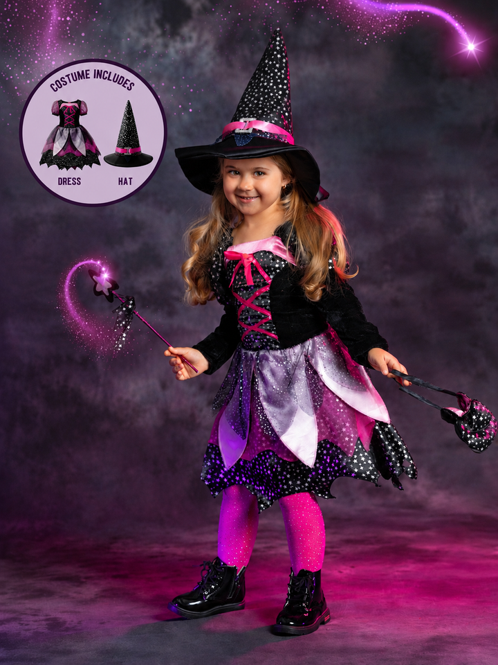 Shimmer Witch Costume Dress with Hat