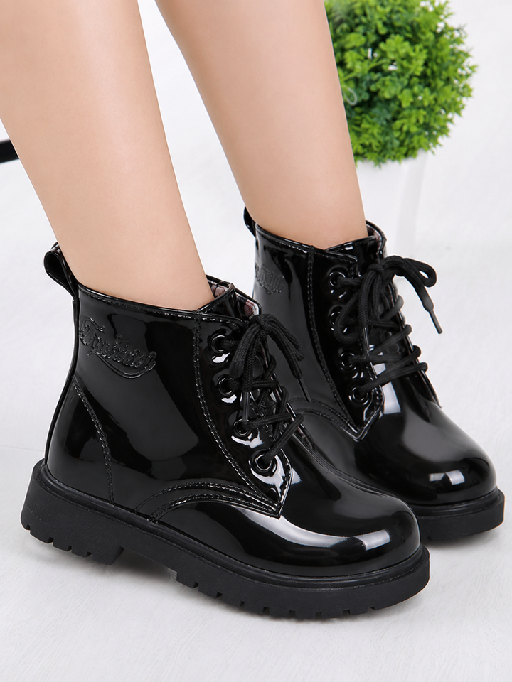 Patent Preppy Style Boots By Liv and Mia