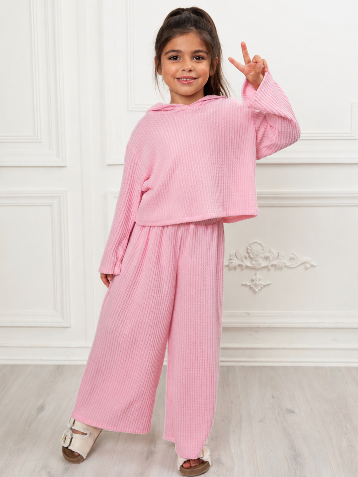 Sweet Comfort Pink Waffle Knit Top and Pant Set