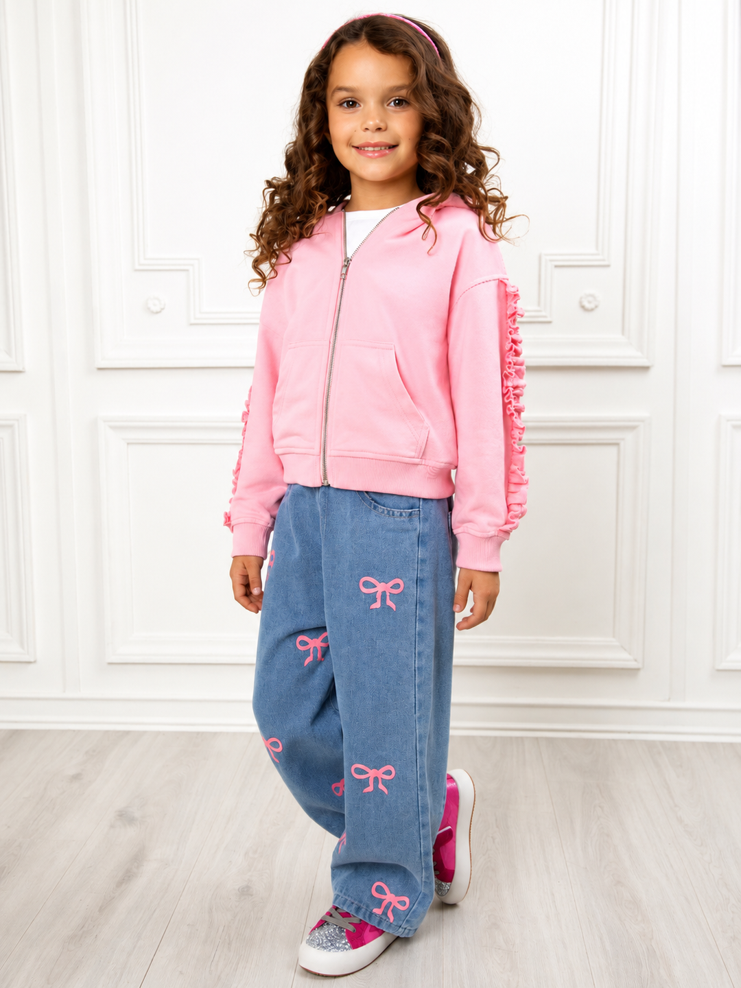Pretty in Pink Bow Denim 3-Piece Outfit