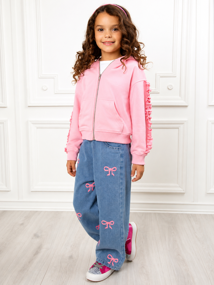 Pretty in Pink Bow Denim 3-Piece Outfit