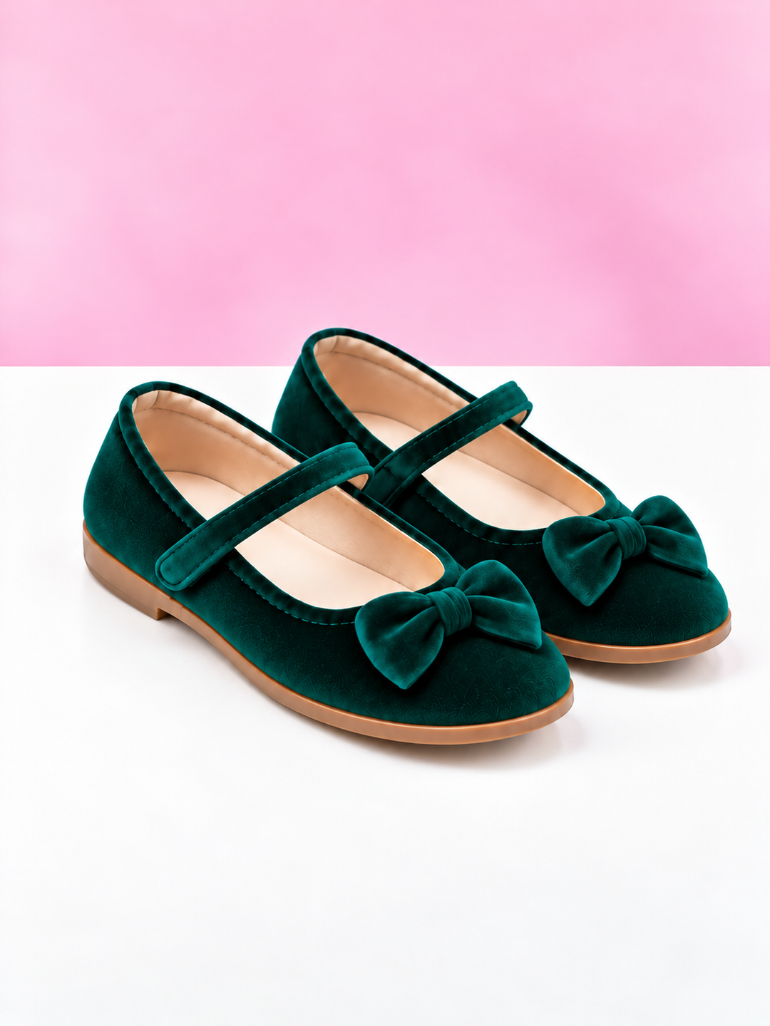 Velvet Bow Mary Jane Flats