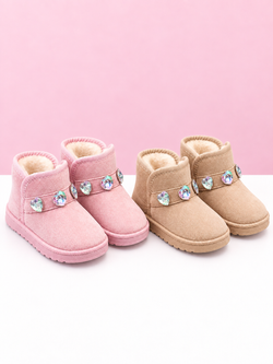 Sparkle Gem Cozy Ankle Boots
