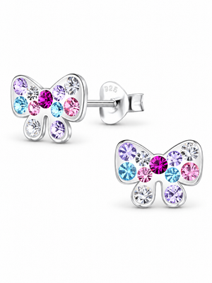 Sterling Silver Stud Earrings Sparkling Bow