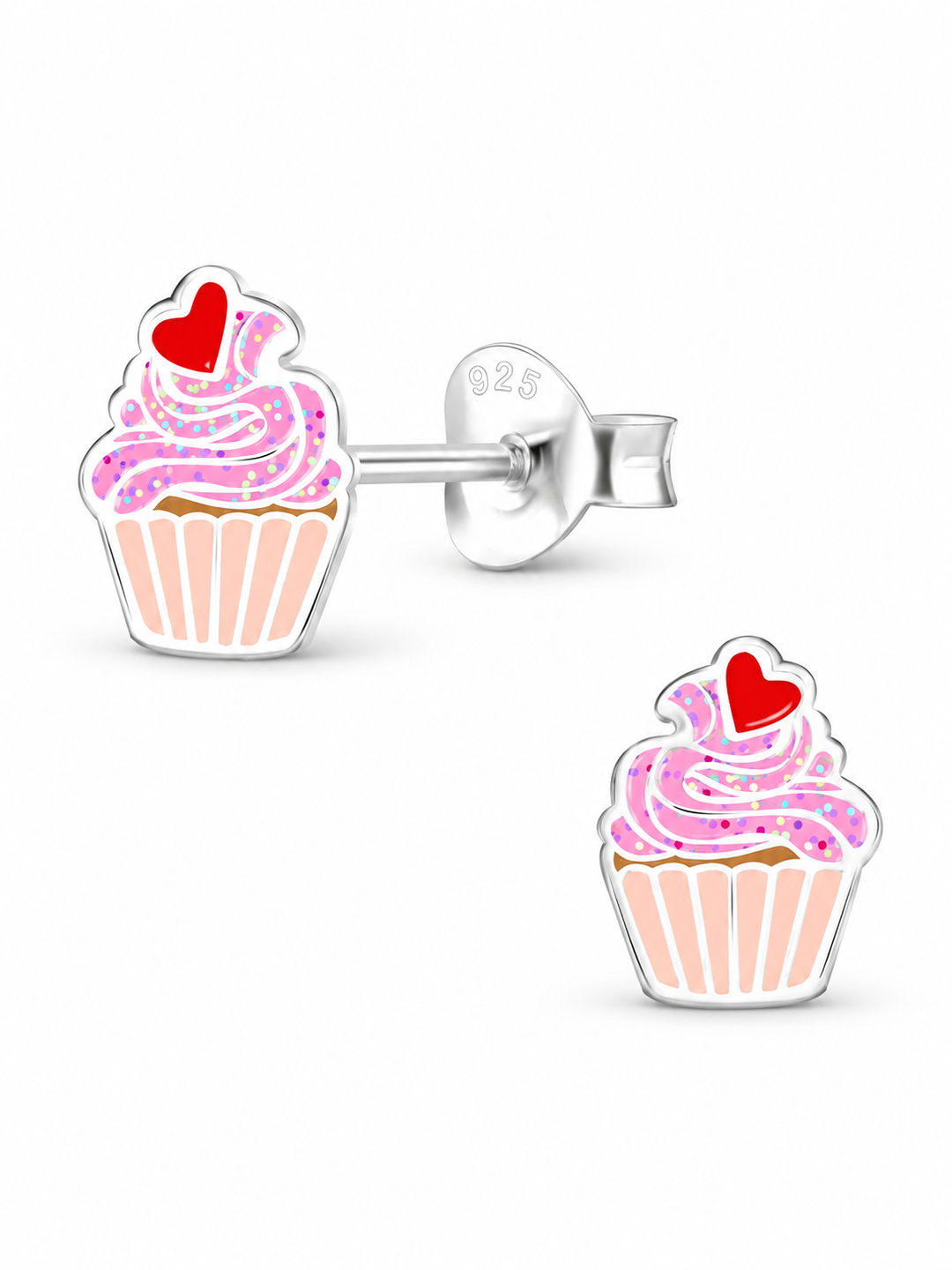 Sterling Silver Stud Earrings Enamel Cupcake Mia Belle Girls