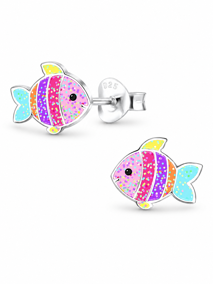Sterling Silver Stud Earrings Rainbow Fish Mia Belle Girls