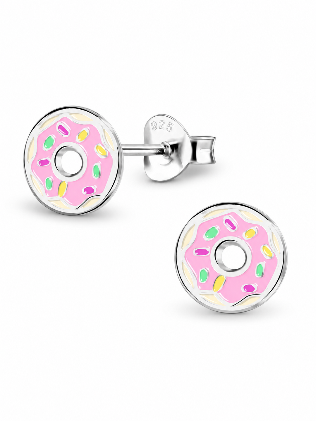 Sterling Silver Stud Earrings Enamel Donut Mia Belle Girls