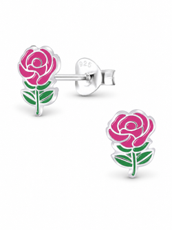 Sterling Silver Rose Stud Earrings