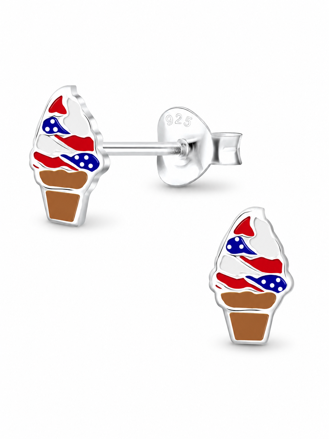 Sterling Silver USA Ice Cream Stud Earrings Mia Belle Girls