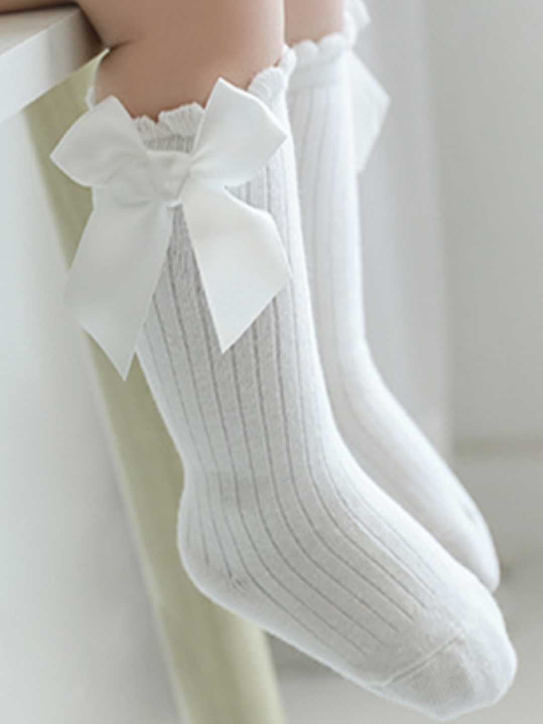 Satin Bow Scallop Socks Mia Belle Girls