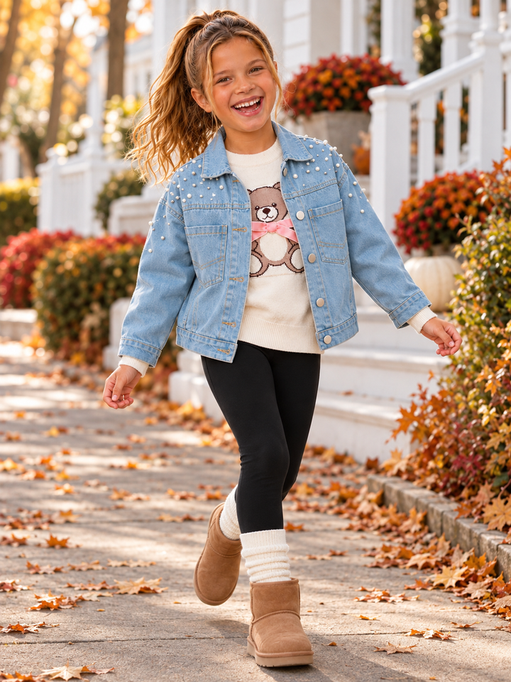 Pretty Pearl Embellished Denim Jacket