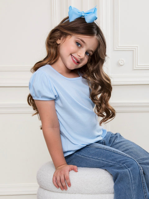 Blue Everyday Puff Sleeve Essential Tee