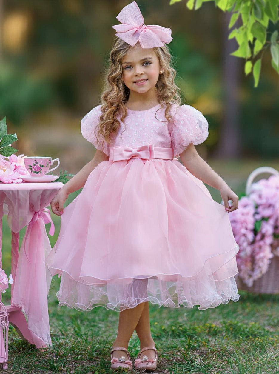Starlight Glam Puff Sleeve Formal Dress Pink / 12MON