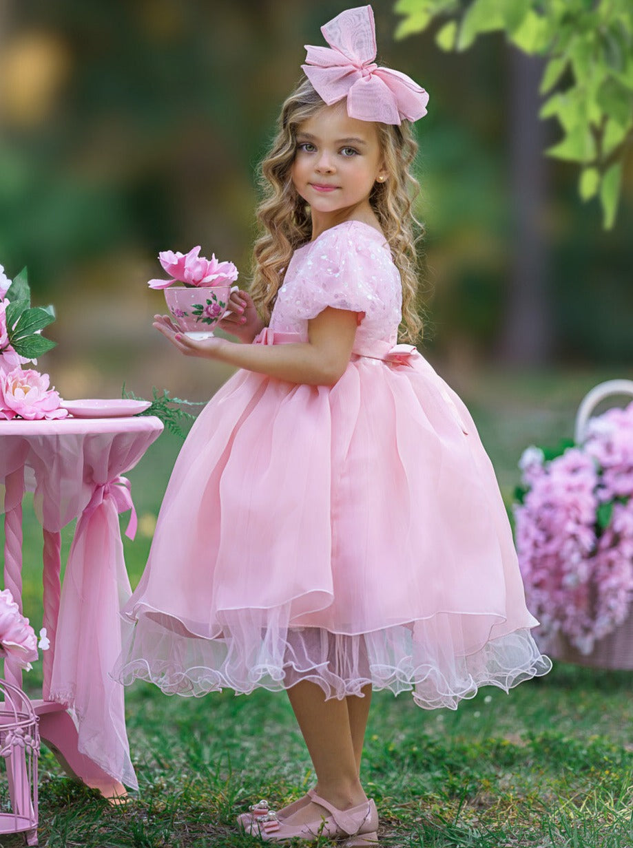 Starlight Glam Puff Sleeve Formal Dress Pink / 12MON