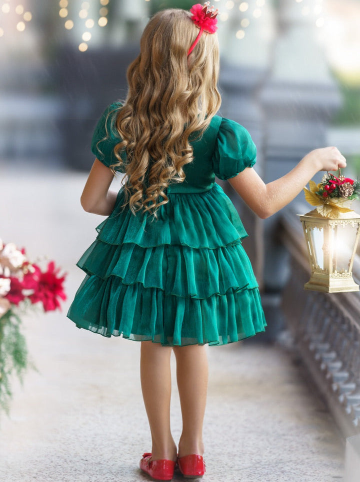 Toddler Fancy Holiday Dresses | Shimmer Chiffon Puff Princess Dress