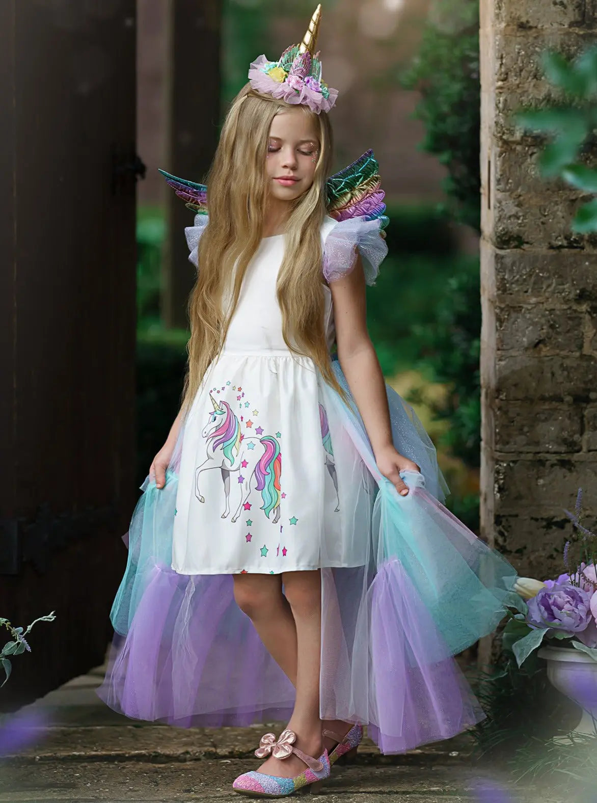 Unicorn Princess Tulle Costume Dress Multicolor / 10Y