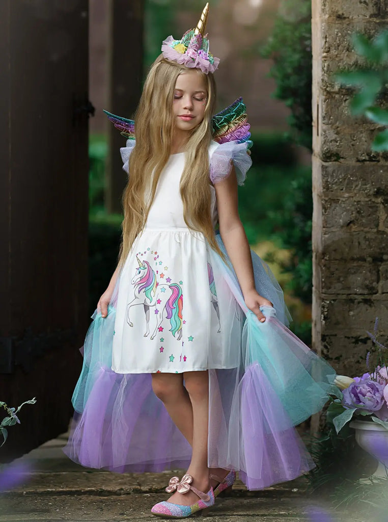 unicorn princess dress Girls Unicorn Princess Tulle Costume Dress – Mia Belle Girls