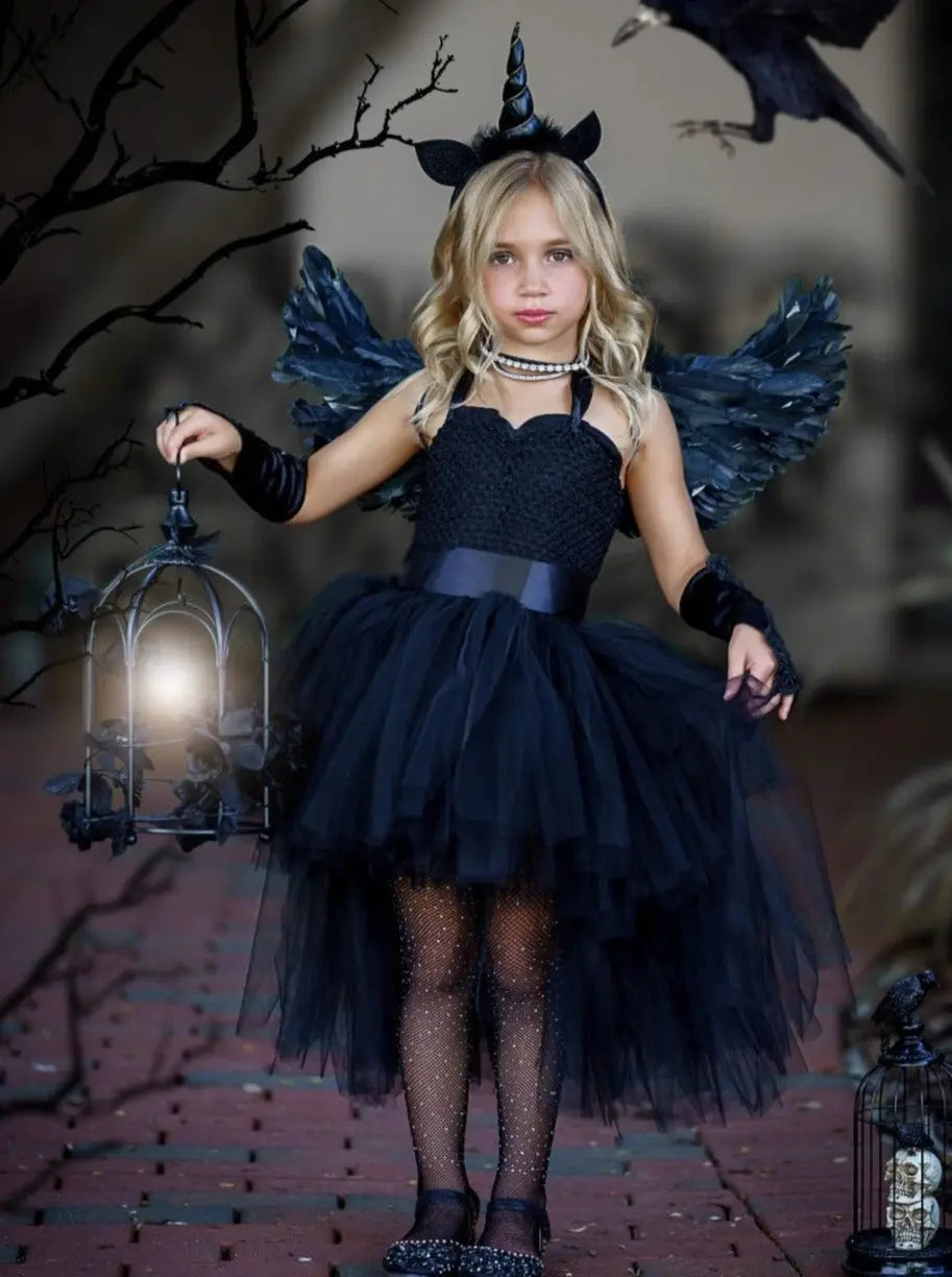 Dark Black Unicorn Tutu Costume Dress Black / 2T