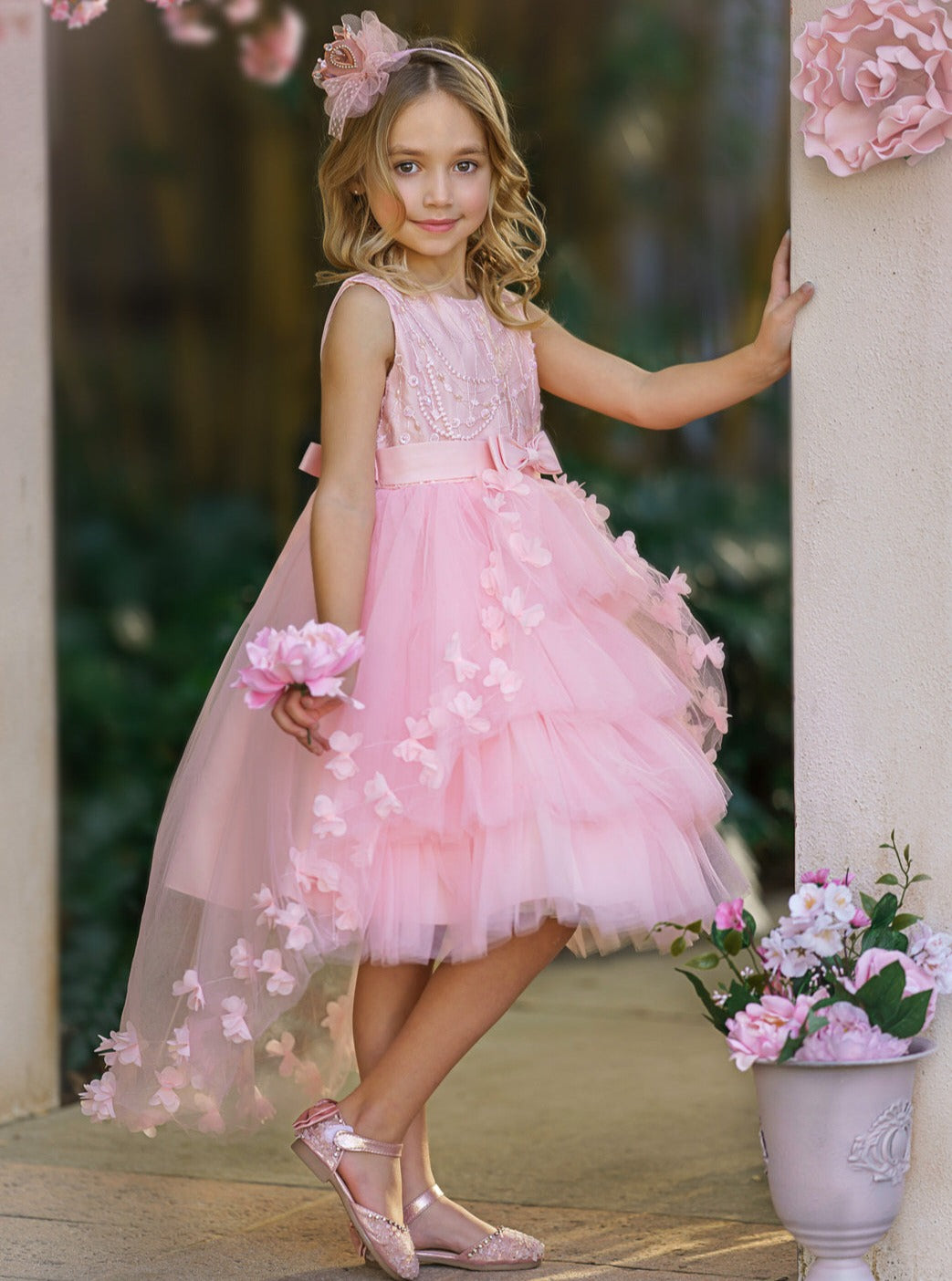 girls embroidered formal wear dresses Fabulously Pink and Pretty Butterfly Special Occasion Dress Pink / 10Y rustic barn ceremonies Size:EU 38 | US 7.5-8 Red 1950s Gold Glitter Style: French