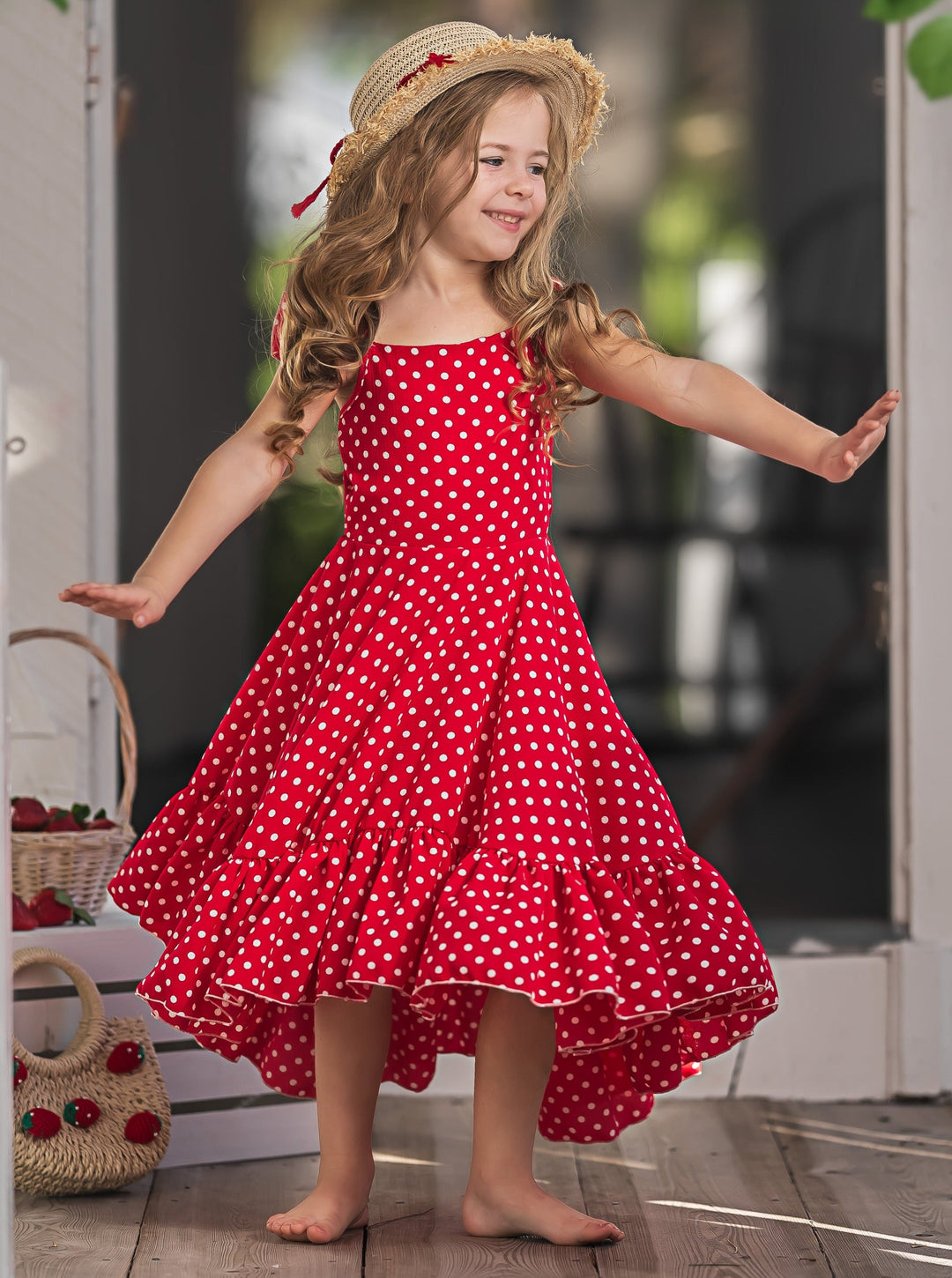 red polka dot dress 1930s Cotton Moore Vintage Archive flounce and puff sleeve deisgn adds a touch of sophistication to the dress Rihoas V-Neck Puff Sleeve Polka