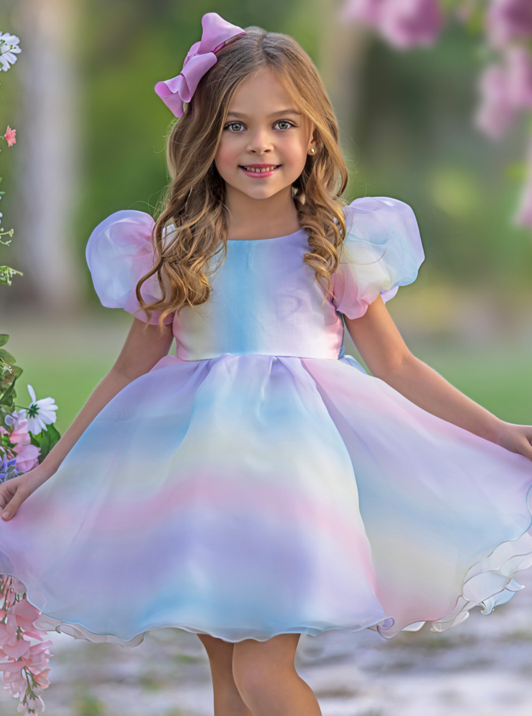 Fairy Dust Magic Pastel Puff Sleeve Dress Blue / 6Y