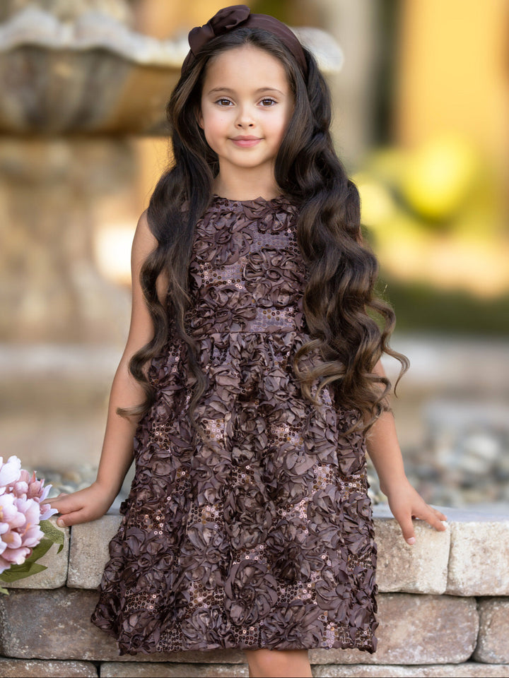 Dazzling Petals Sequin Party Dress