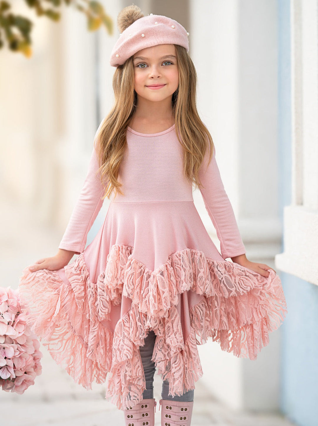 Style Queen Pink Lace Tunic Mia Belle Girls