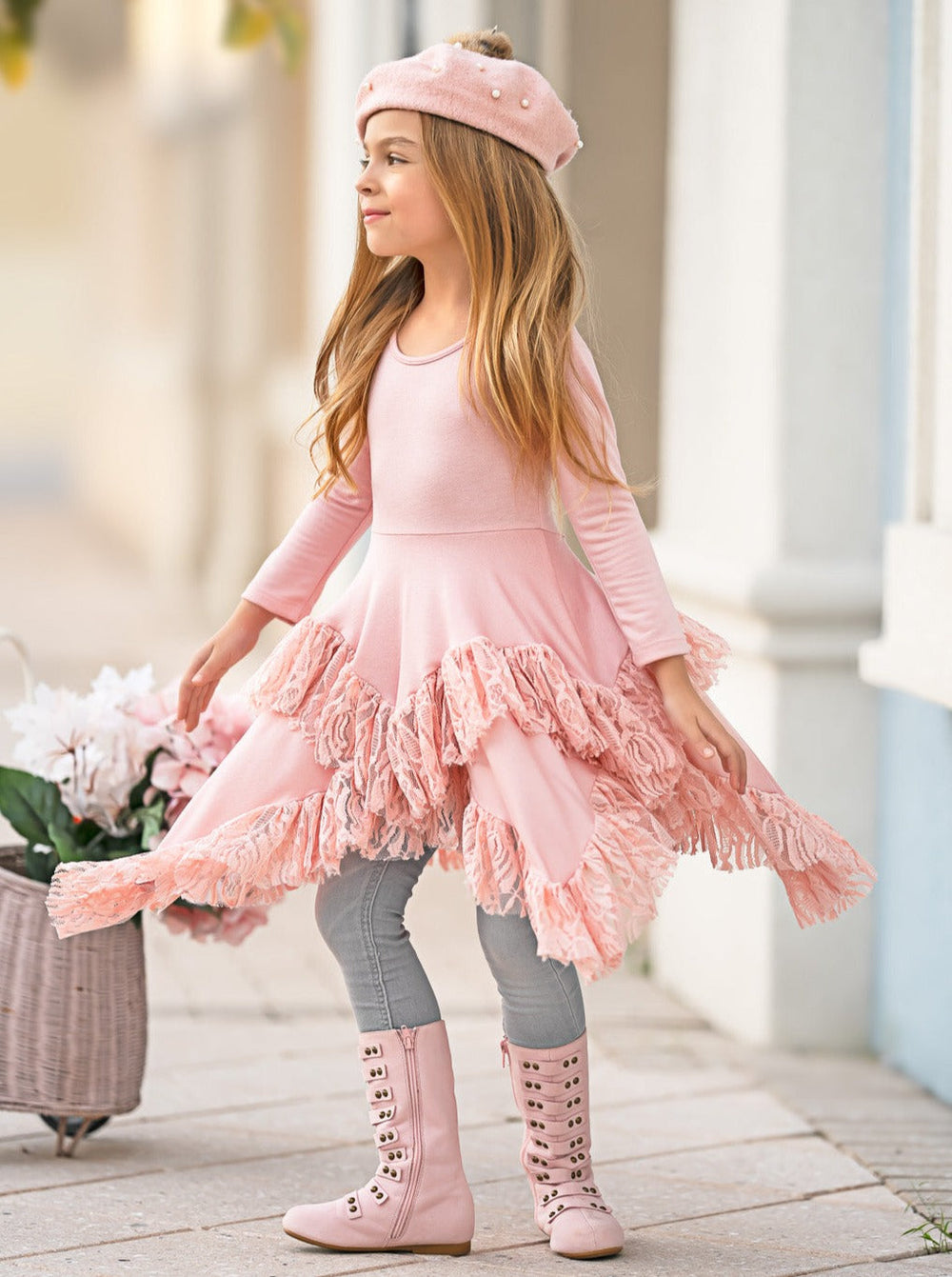 Style Queen Pink Lace Tunic Mia Belle Girls