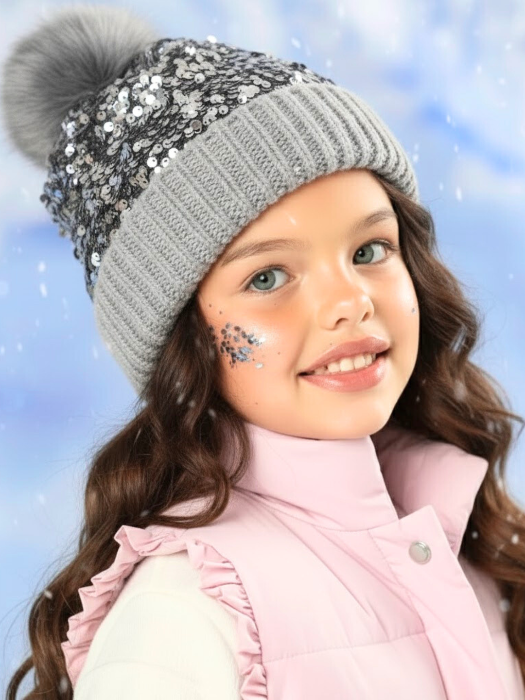 Glacier Glam Sequin Pom Beanie