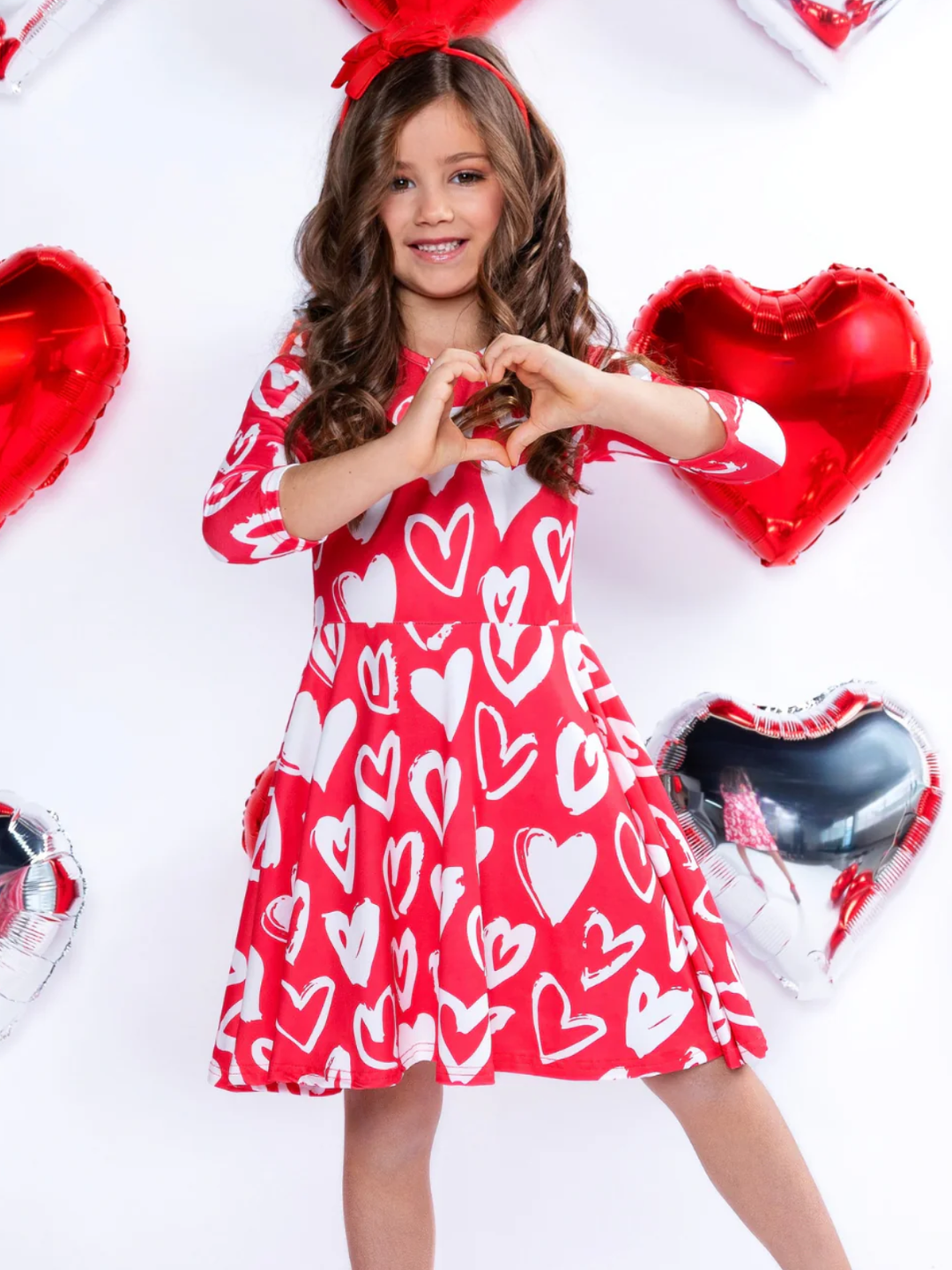 Radiant Heart Twirly Long Sleeve Skater Dress Mia Belle Girls