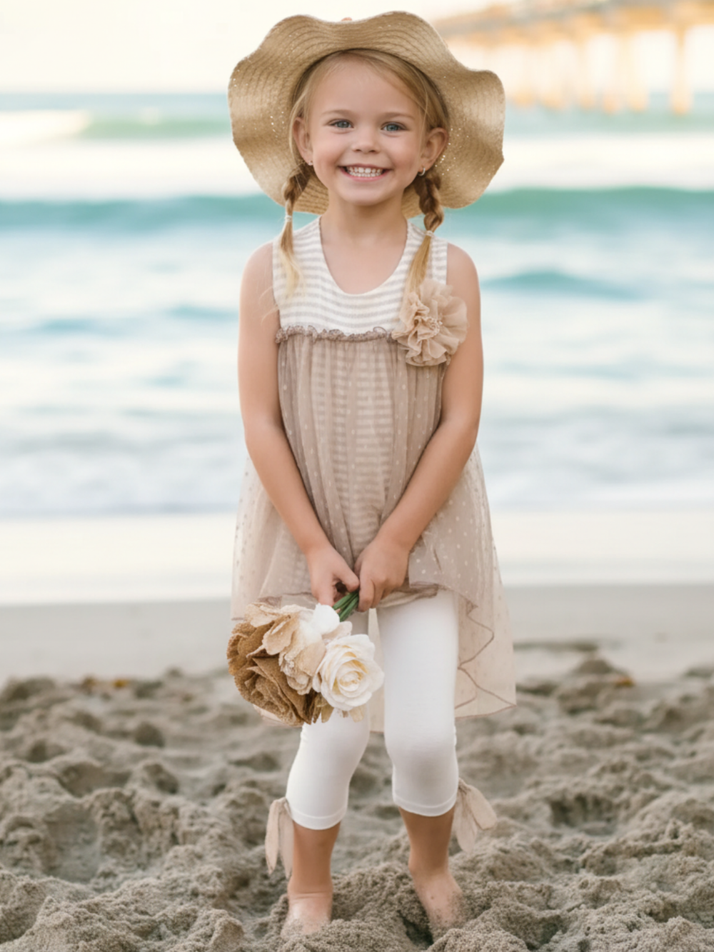 Seaside Sunset Bow Legging Set Mia Belle Girls