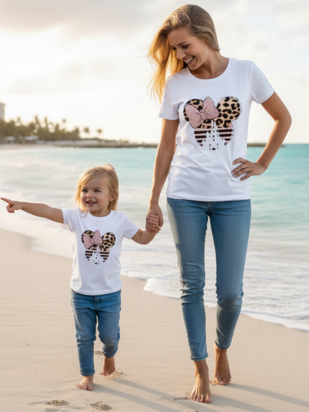 Mommy and Me Leopard Cartoon Mouse Tops Mia Belle Girls