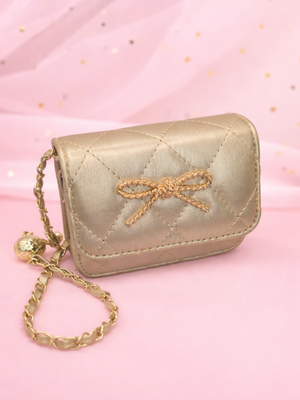 Gold Chic Bow Mini Crossbody Purse