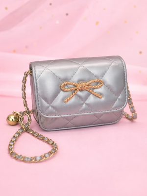 Silver Chic Bow Mini Crossbody Purse