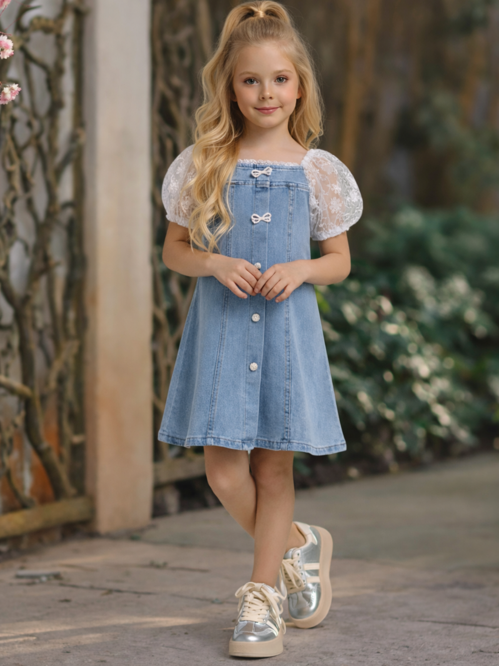 We Love Denim Capped Sleeved Dress Mia Belle Girls