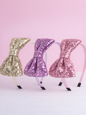 Fairy Spark Sequin Bow Headband Set – Pack of 3