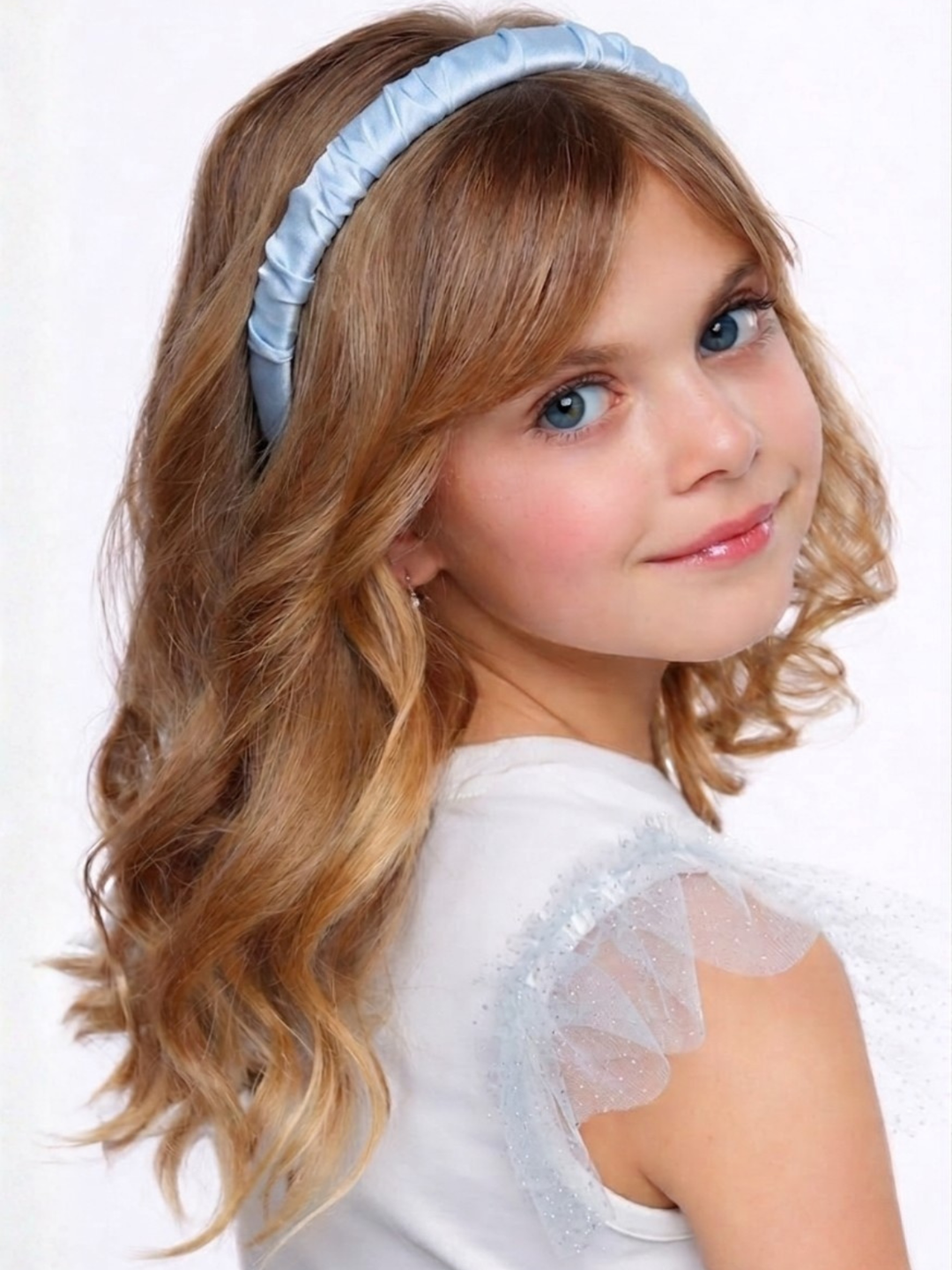 Classic Padded Blue Silk Headband Mia Belle Girls